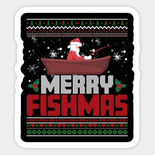 Merry Fishmas Funny Christmas Xmas Sticker